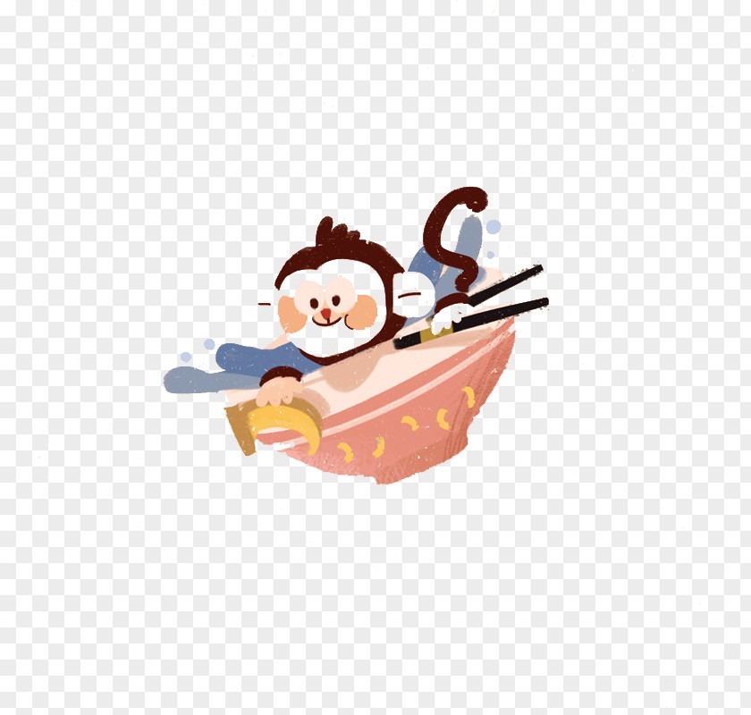 Creative Hand-painted Monkey And Bowl Cartoon Icon PNG