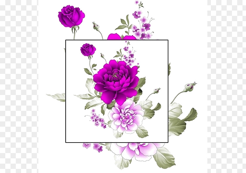 Peony Garden Roses Floral Design Watercolor Painting PNG