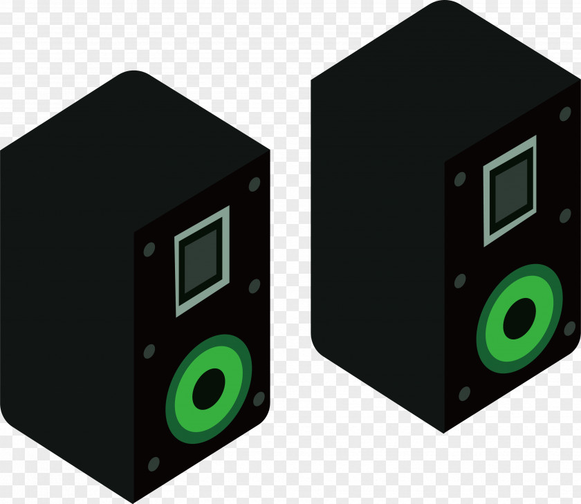 Two Black Speakers Subwoofer Computer Studio Monitor Sound Loudspeaker PNG