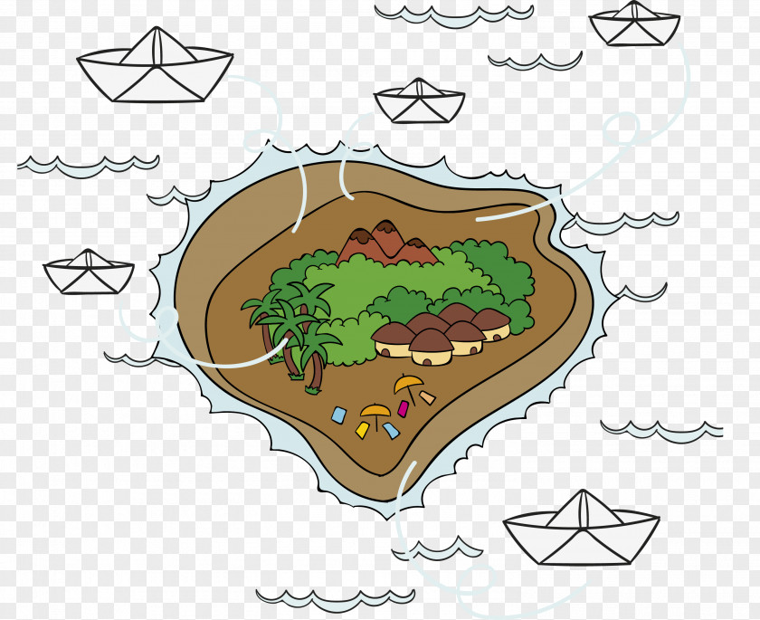 Cartoon Hand Painted Island Uace0ub3c4uc12c Clip Art PNG