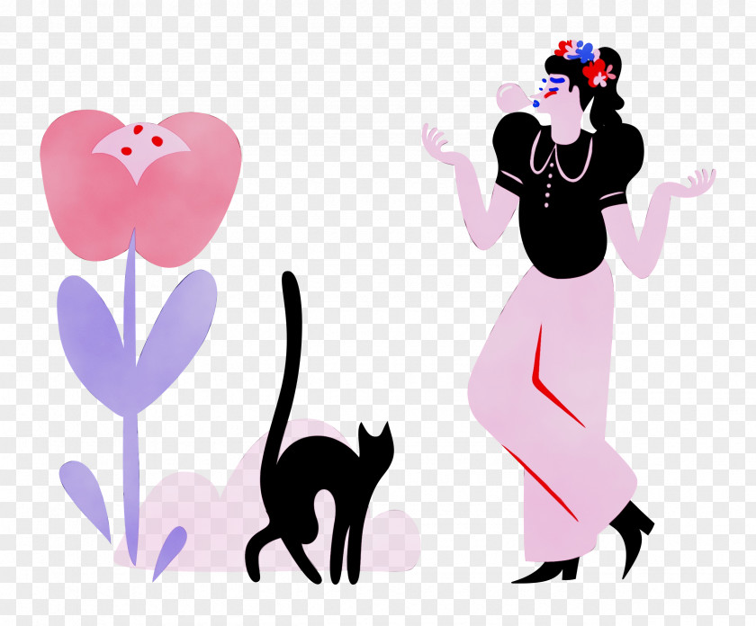 Cat Cartoon Character Heart Happiness PNG