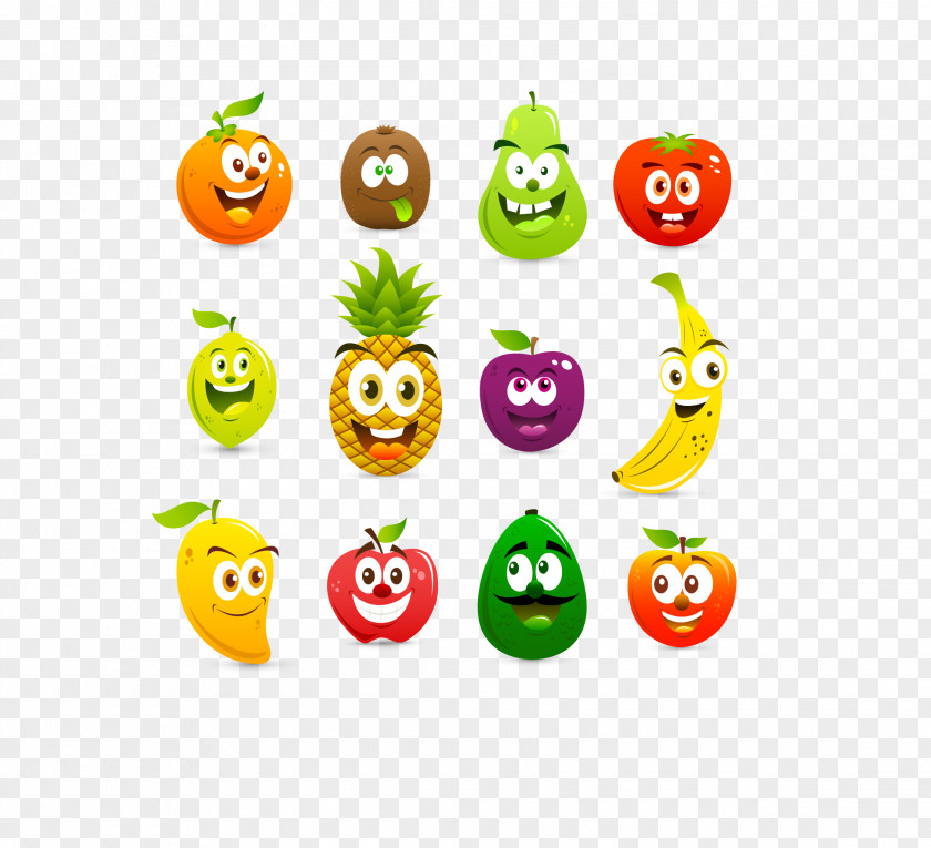 Vector Color Anthropomorphic Smile Fruit Creative Cartoon Clip Art PNG