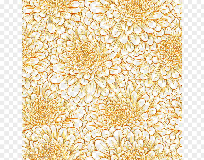 Chrysanthemum Pattern Black And White Monochrome Illustration PNG