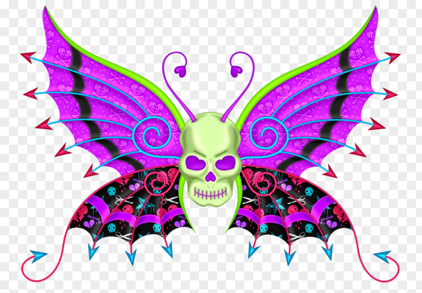 Creative Butterfly Kite Skull Calavera Skeleton PNG