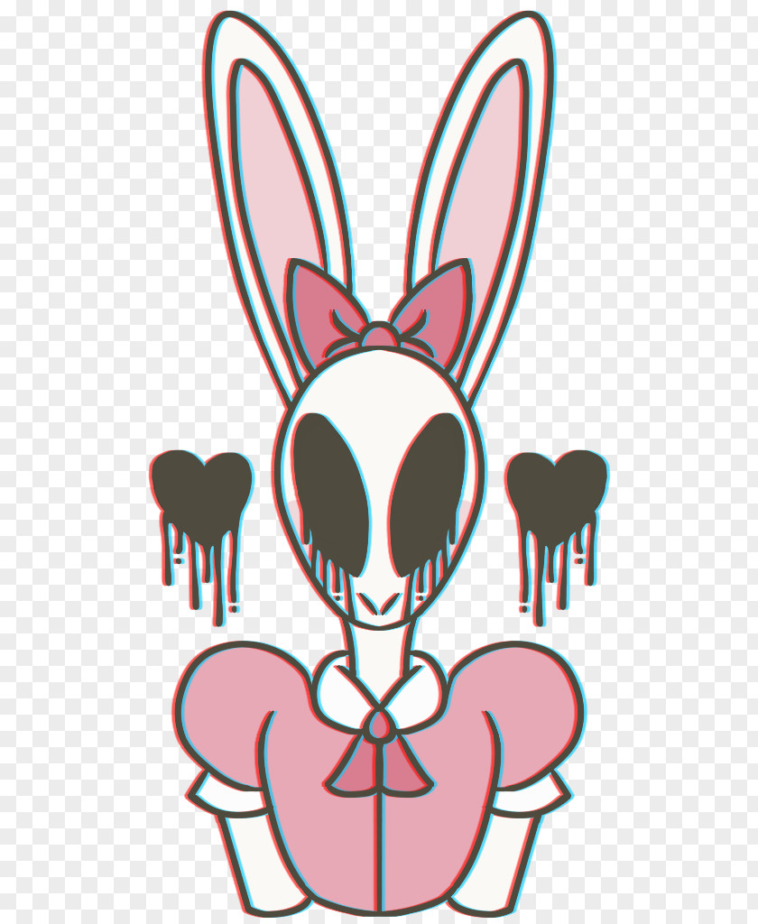 Melted Vector Easter Bunny Line Art Cartoon Clip PNG