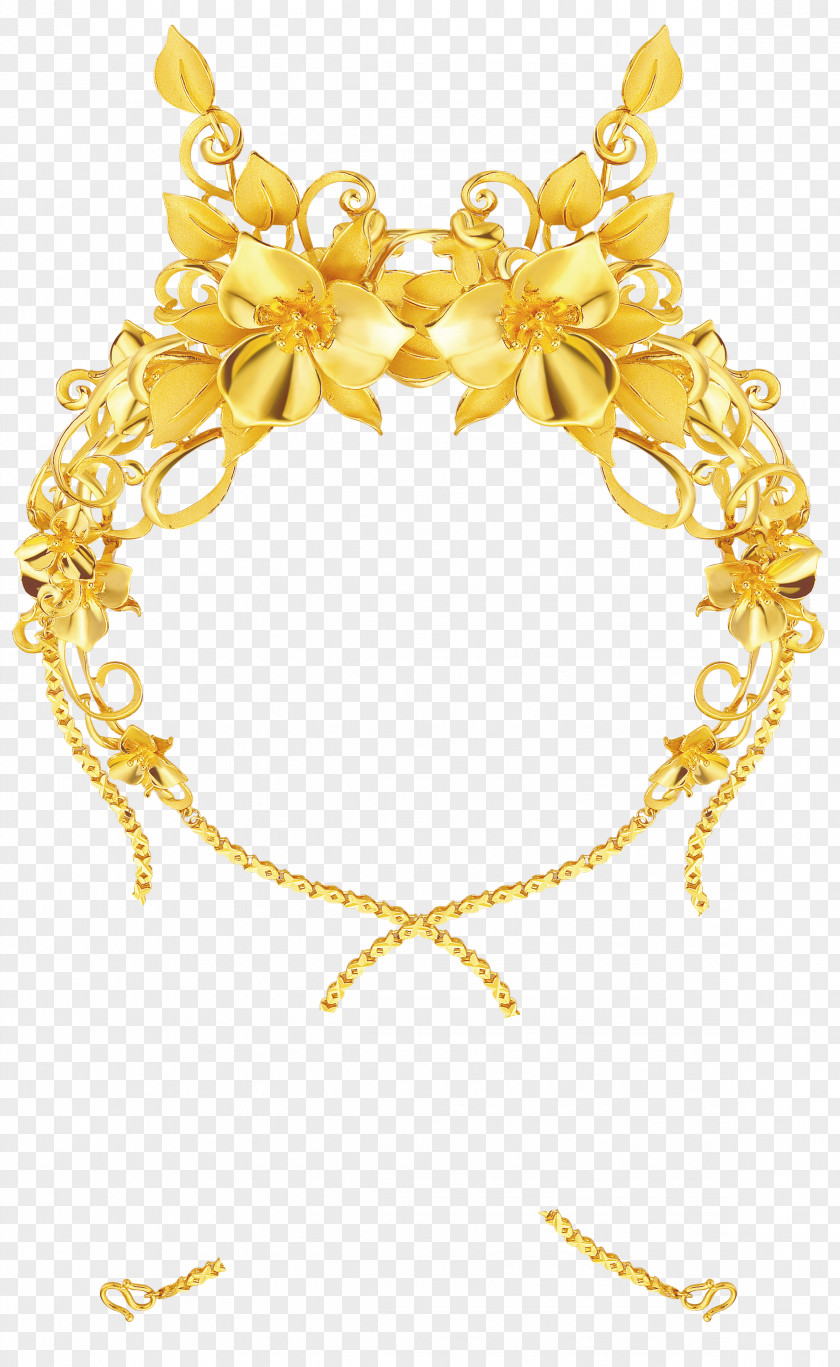 High-grade Gold Flower Necklace Euclidean Vector PNG