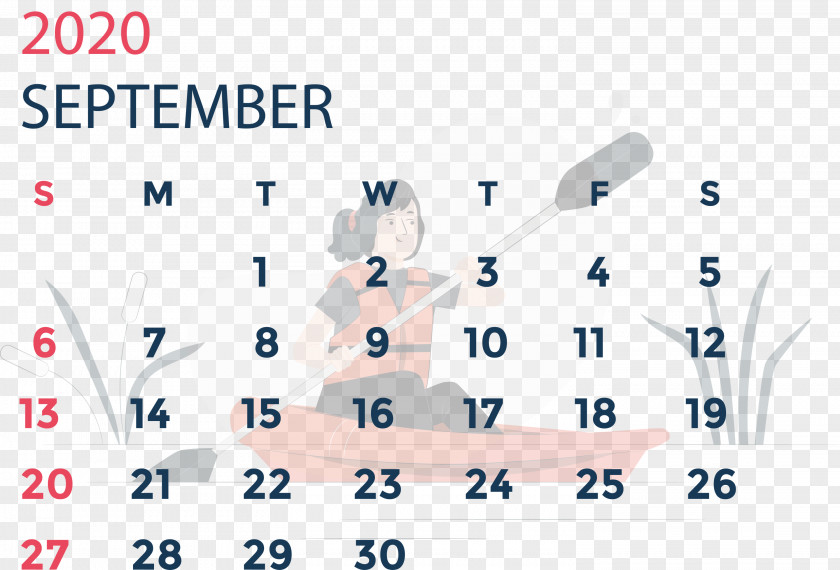 September 2020 Calendar Printable PNG