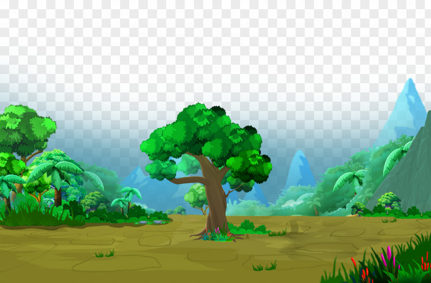 2017 Cartoon Tree Lawn Mountain Drawing Computer File PNG