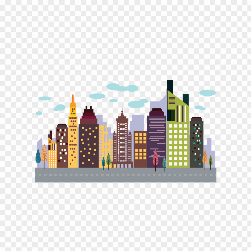 Colored Building Vector Skyscraper High-rise PNG