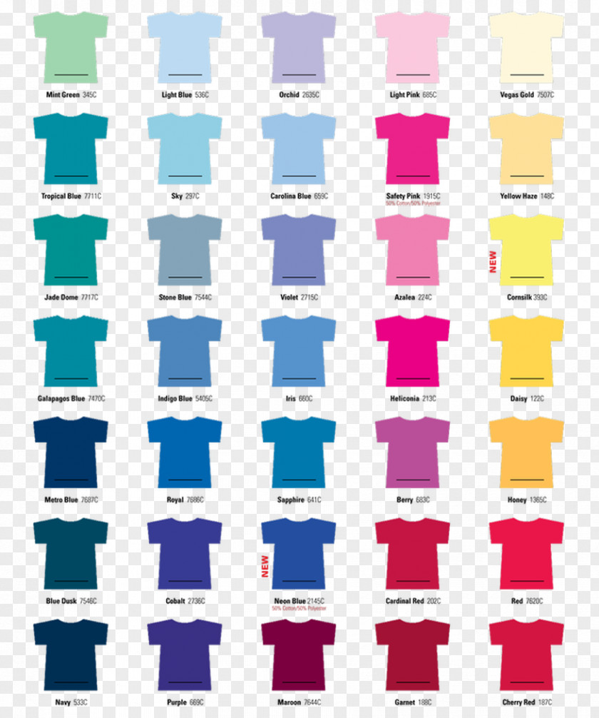 Color Chart T-shirt Gildan Activewear Top PNG
