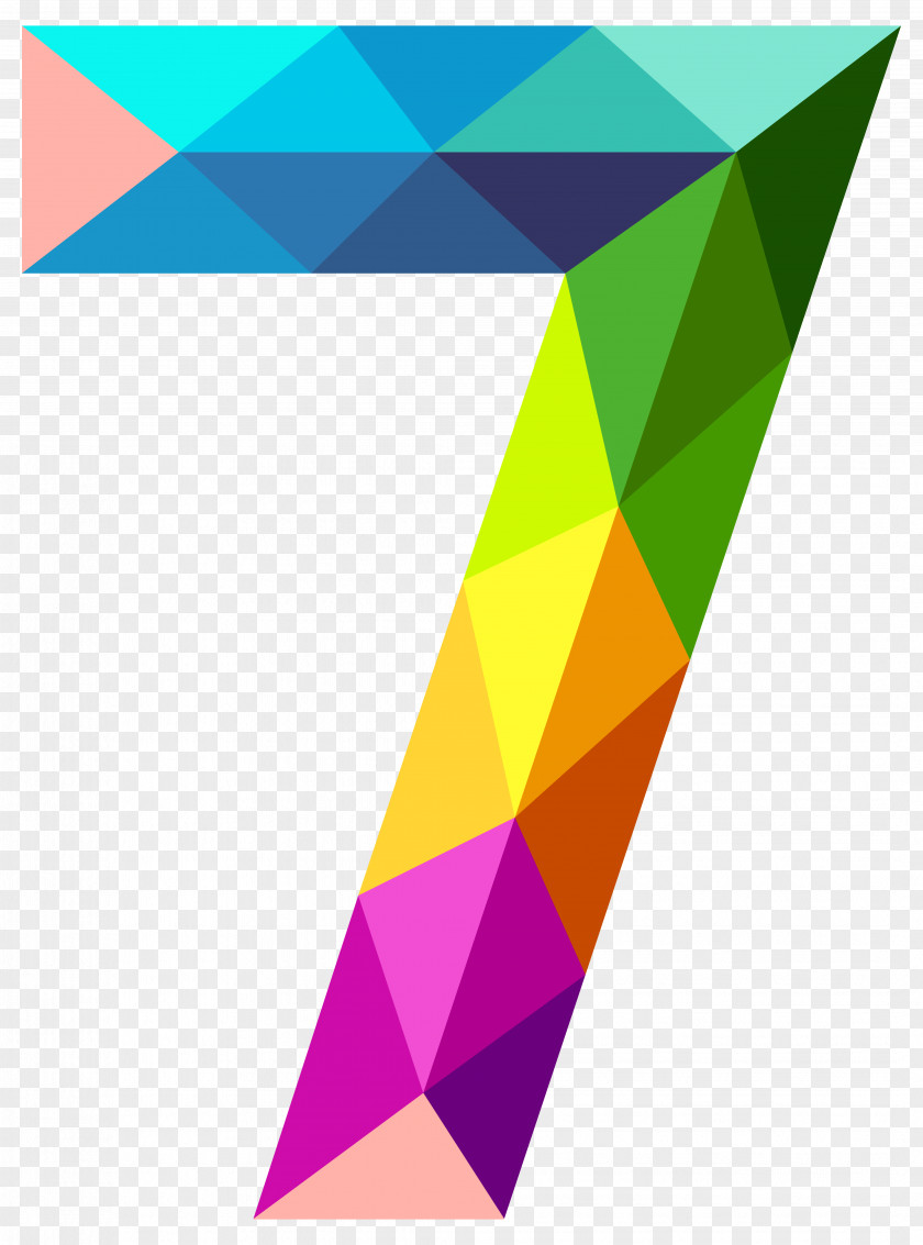 Colourful Triangles Number Seven Clipart Image Icon Clip Art PNG