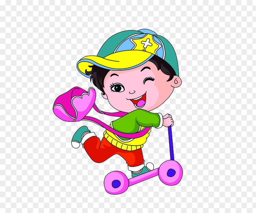 Scooter Boy Kick Clip Art PNG