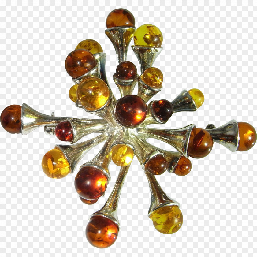 Brooch Baltic Amber 1950s Jewellery PNG