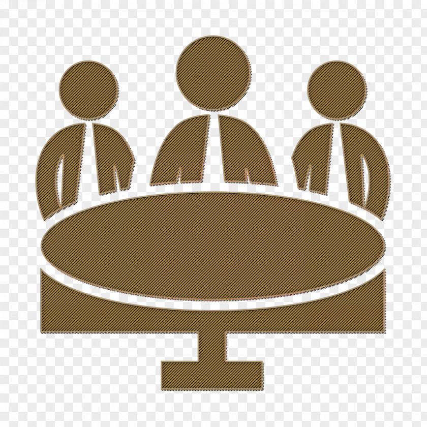 Business People Icon Meeting Group On Circular Table PNG