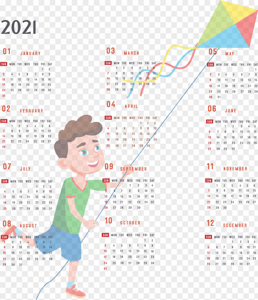 Year 2021 Calendar Printable Yearly Full PNG