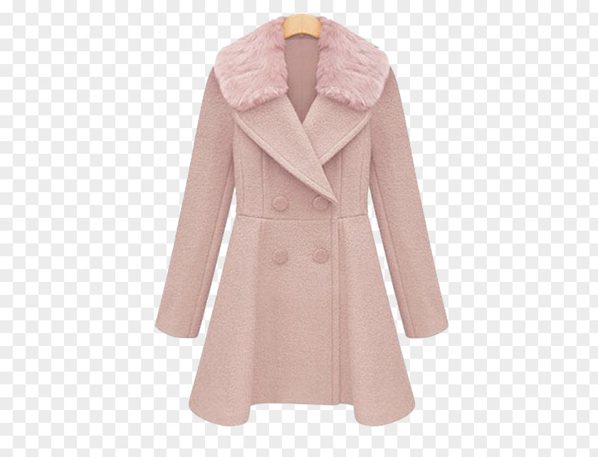 Fur Collar Coat Trench Jacket Overcoat Double-breasted PNG