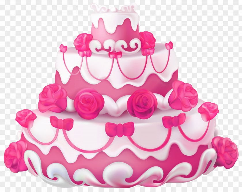 Pink Cake With Roses Transparent Clip Art Image Wedding Birthday Cupcake Layer PNG
