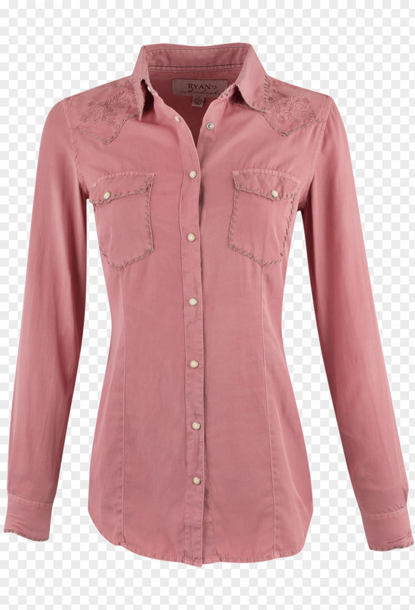 Button Blouse Sleeve Pink M Barnes & Noble PNG