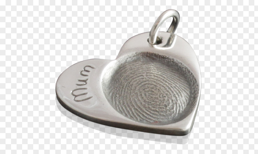 Heart Fingerprint Locket Silver PNG