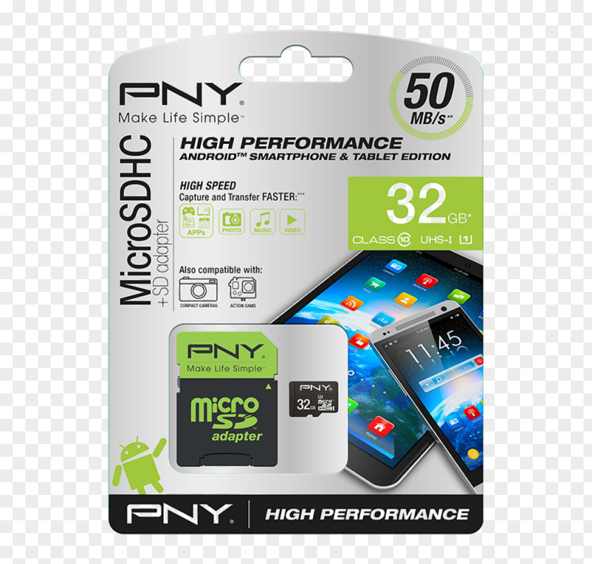 Live Performance MicroSD Flash Memory Cards Secure Digital PNY Technologies SDHC PNG