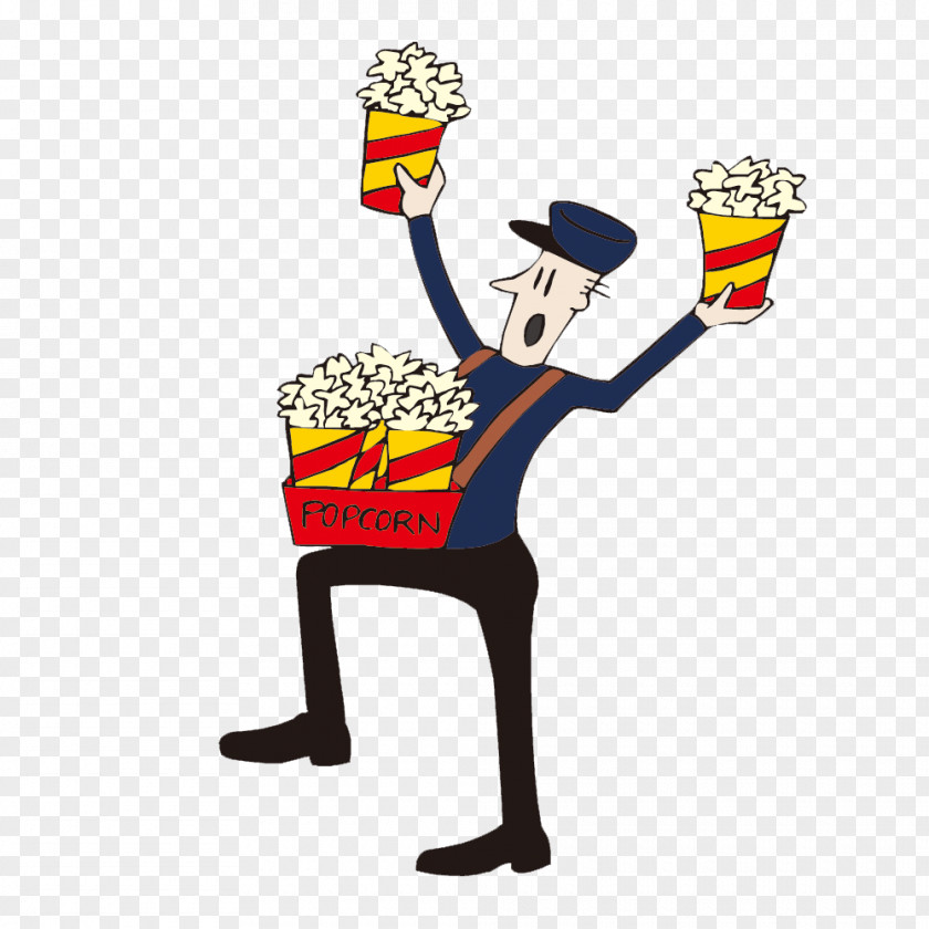 Sell ​​popcorn M Popcorn Animation Salesman PNG