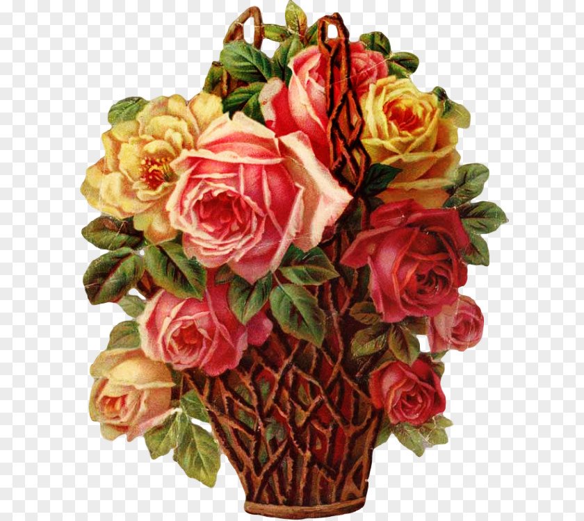 Transparent Flower Garden Roses Basket Floral Design PNG