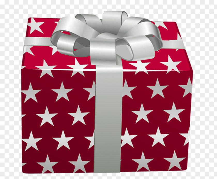Transparent Red Gift Box With Stars Clipart Wrapping PNG