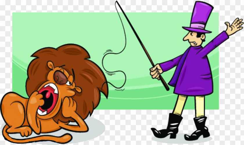 Drowsy Lion Taming Circus Illustration PNG