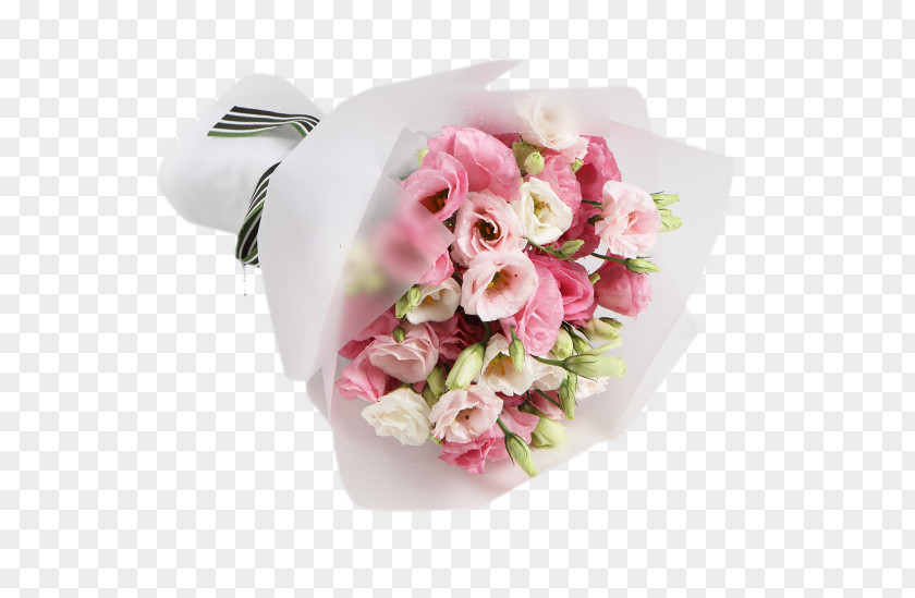 Bellflower Bouquet Of Pink Cellophane Packaging Garden Roses Flower Floristry PNG