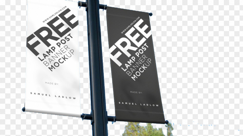 Outdoor Advertising Flags Road Mockup Banner Street Light PNG