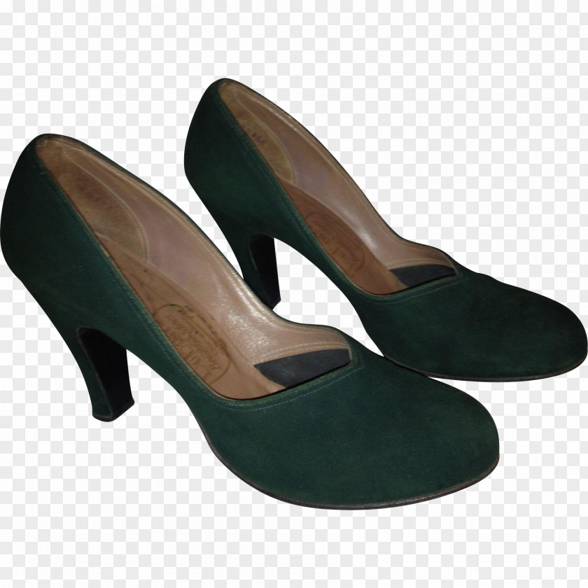 Vintage Mid Heel Shoes For Women Court Shoe Suede High-heeled 1940s PNG