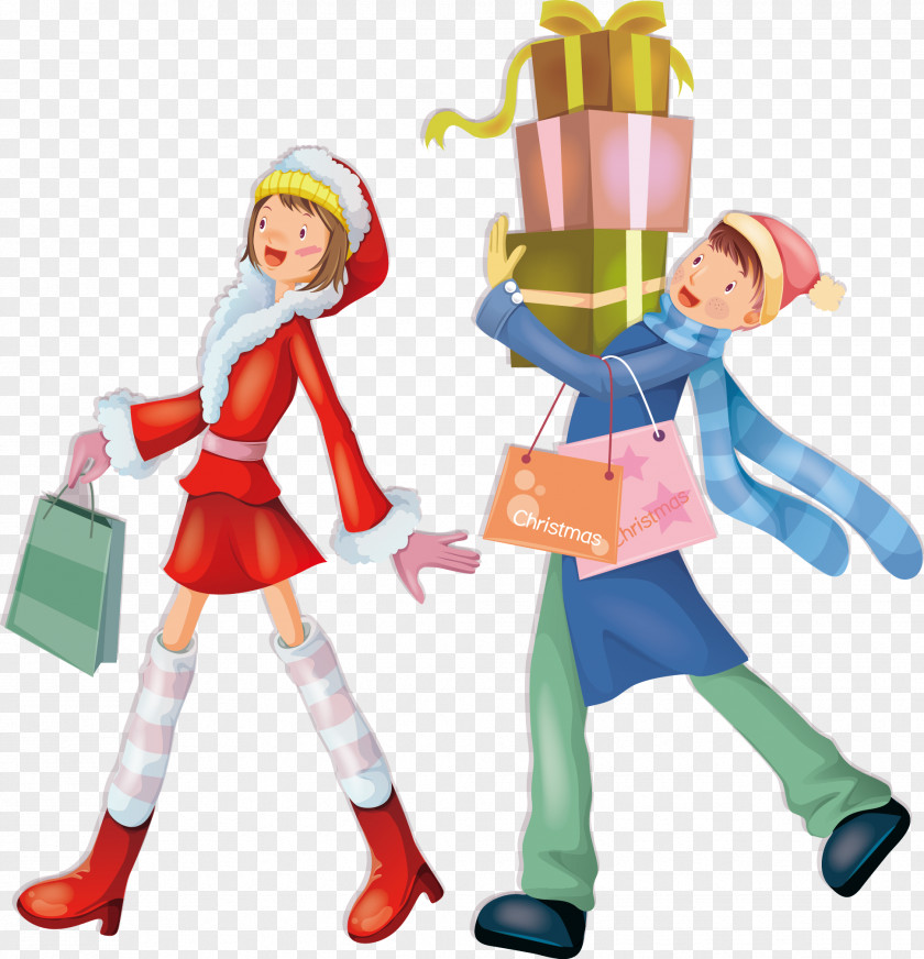 Shopping Couple Christmas Significant Other Illustration PNG