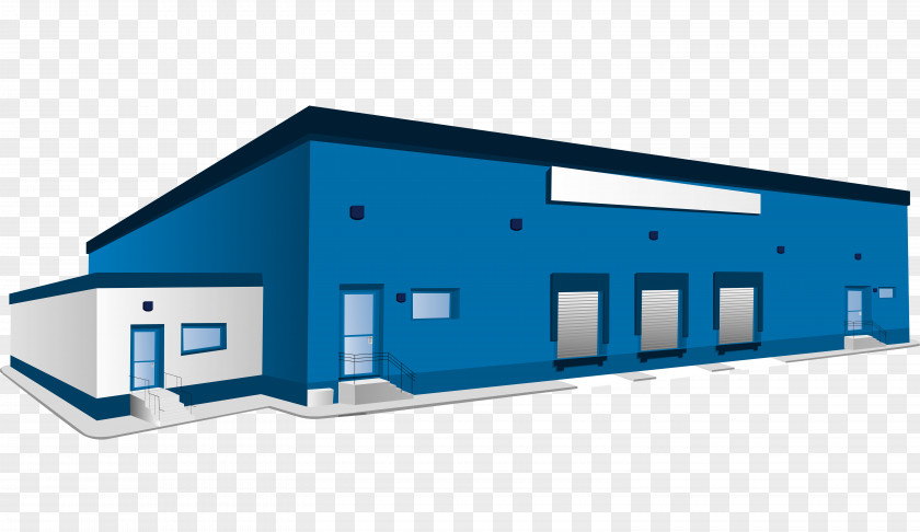 Blue Warehouse Logistics Building Clip Art PNG