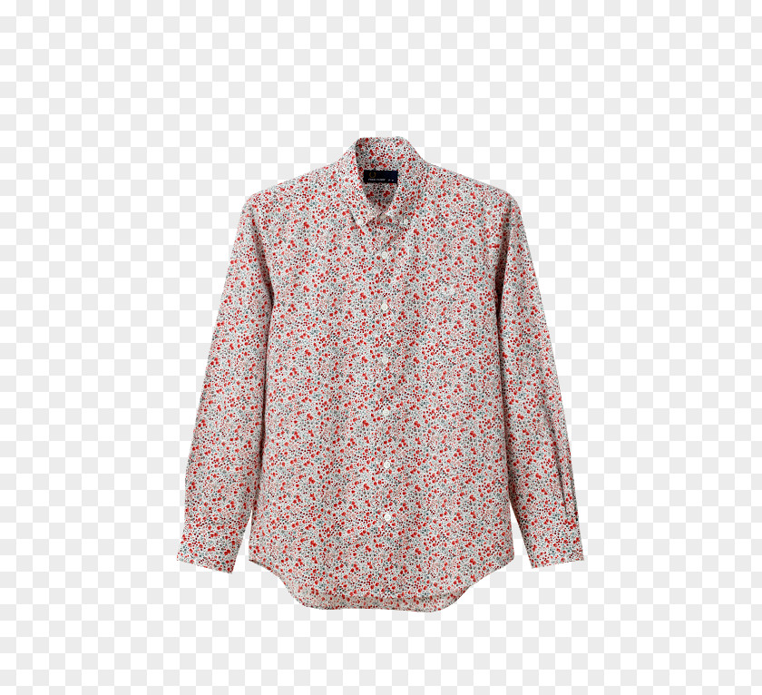 Button Blouse Sleeve Collar Pink M PNG
