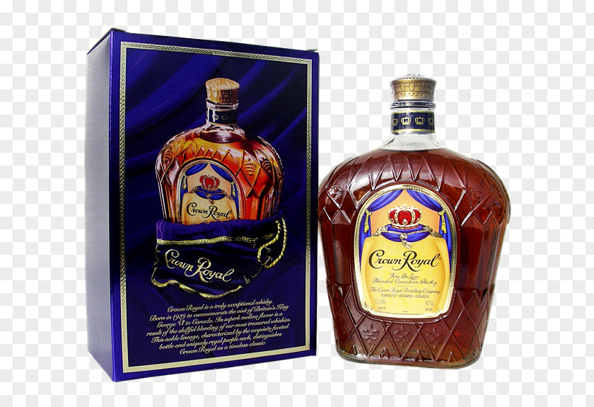Crown Royal Liqueur Whiskey Frysk Hynder Glass Bottle PNG