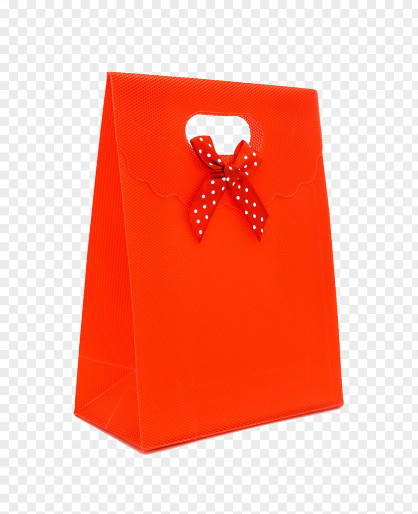 Orange Bow Box Paper Packaging And Labeling Bag PNG