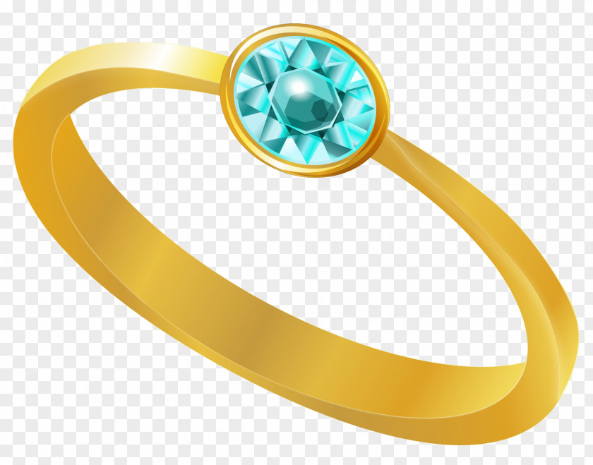 Golden Ring With Blue Diamond Clipart Engagement Jewellery Clip Art PNG