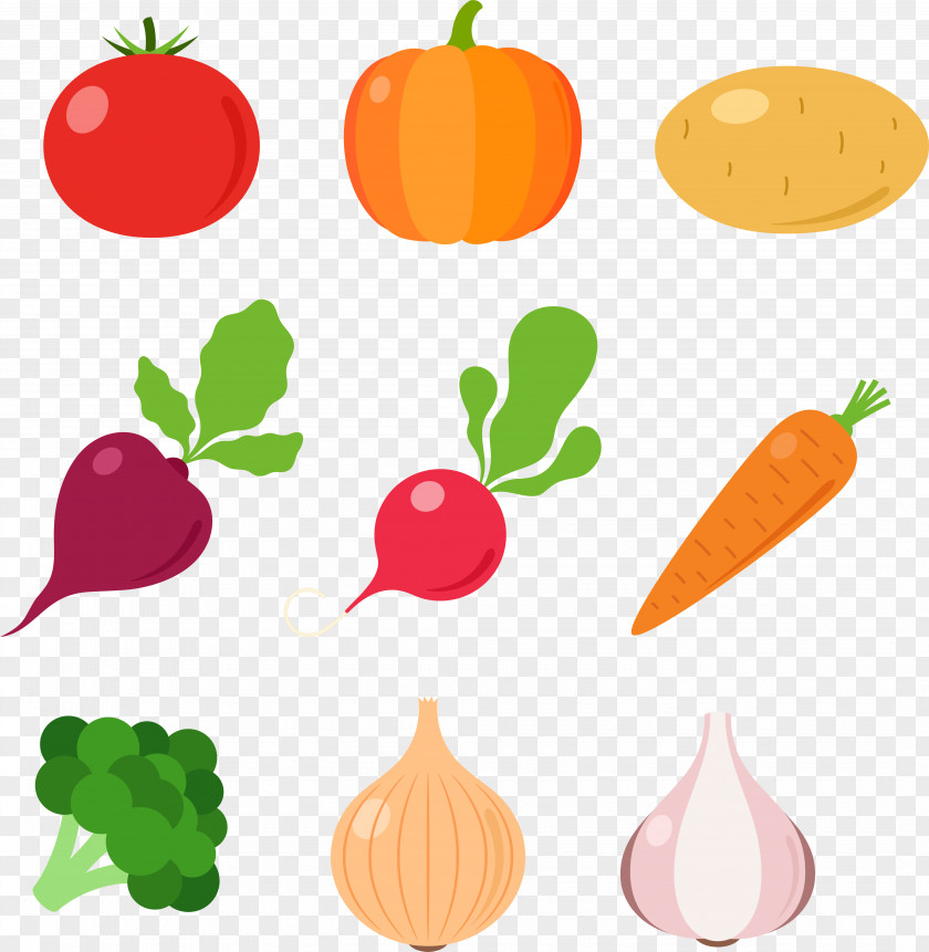 Flattened Vegetables And Fruits Fruit Vegetable Auglis Illustration PNG