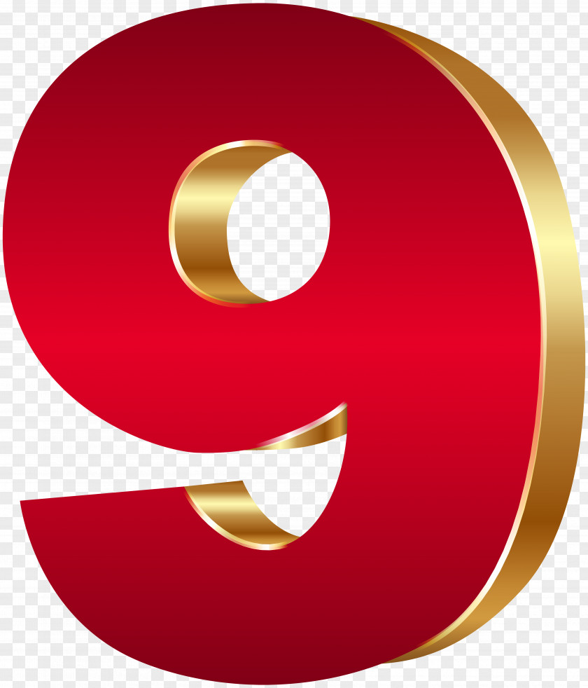 3D Number Nine Red Gold Clip Art Image File Formats Lossless Compression PNG