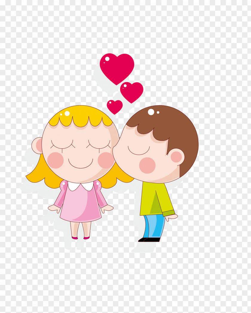Cartoon Cute Couple Kiss Free Content Emoticon Clip Art PNG