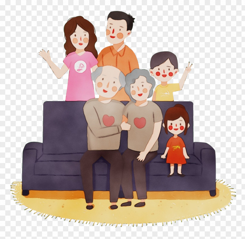 Cartoon People Furniture Sharing Animation PNG