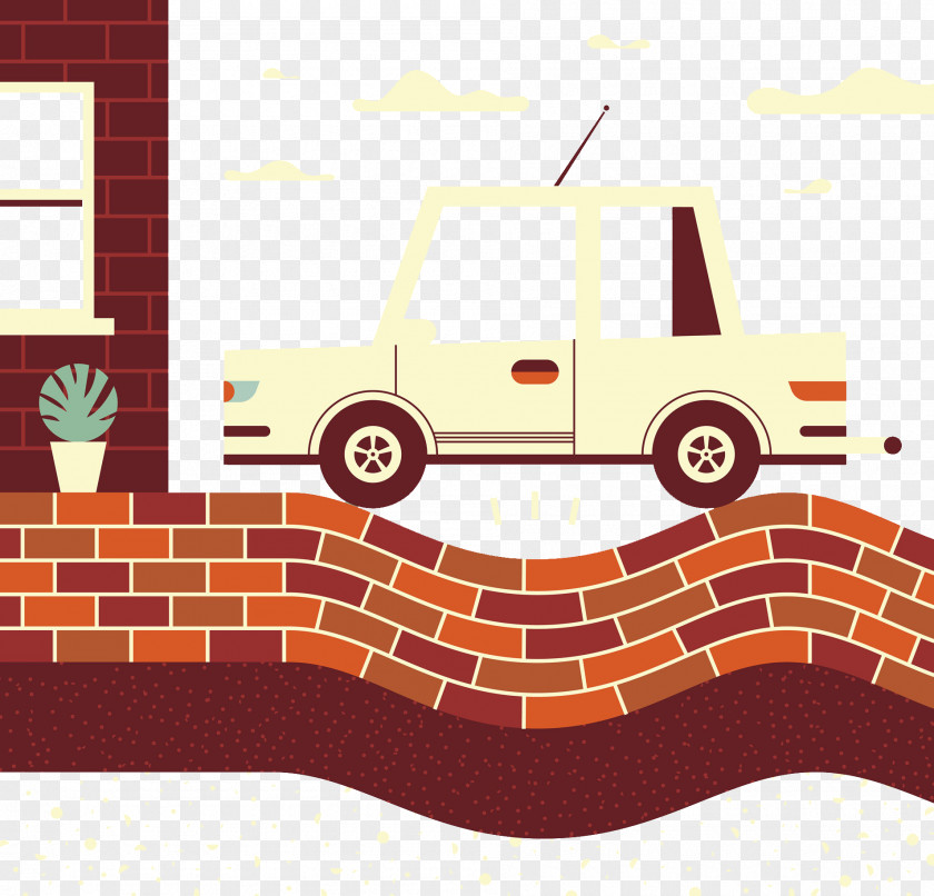 Decorative Brick Pavement Illustration Tile Wall PNG