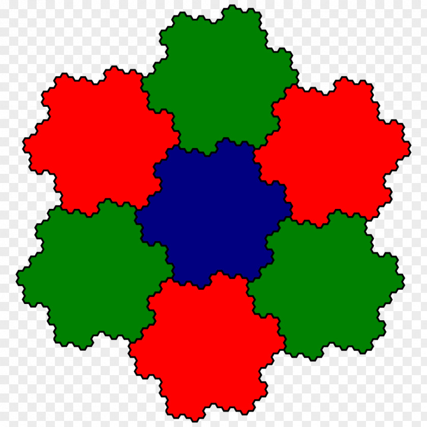 Plane Gosper Curve Space-filling Fractal Tessellation PNG