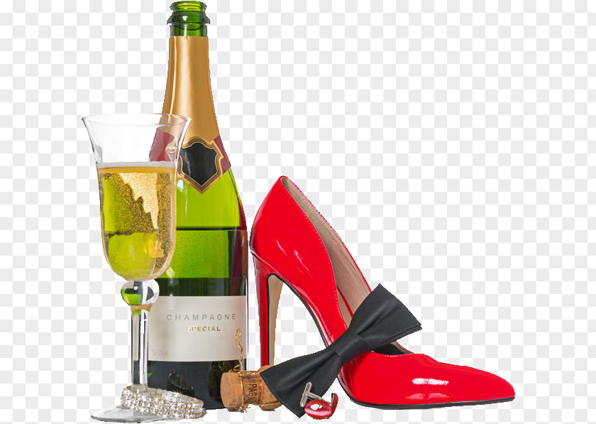 Champagne With Heels Glass Stock Photography PNG