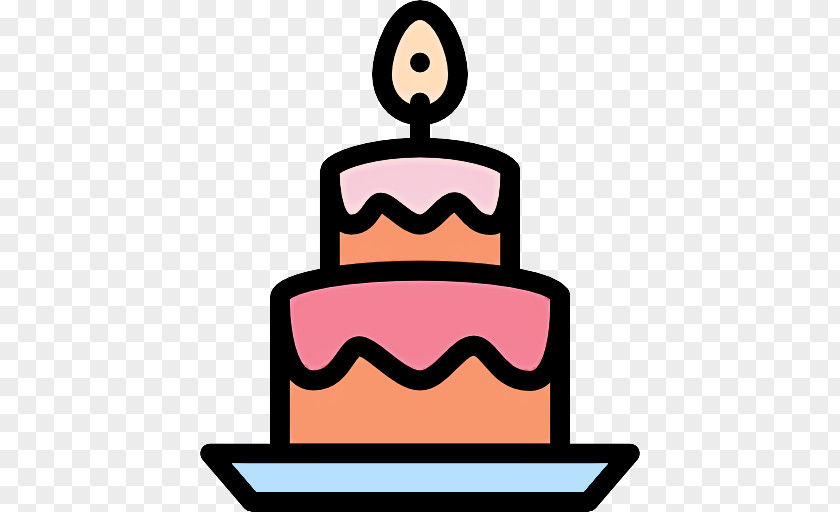 Pink Retro Style Birthday Cake PNG