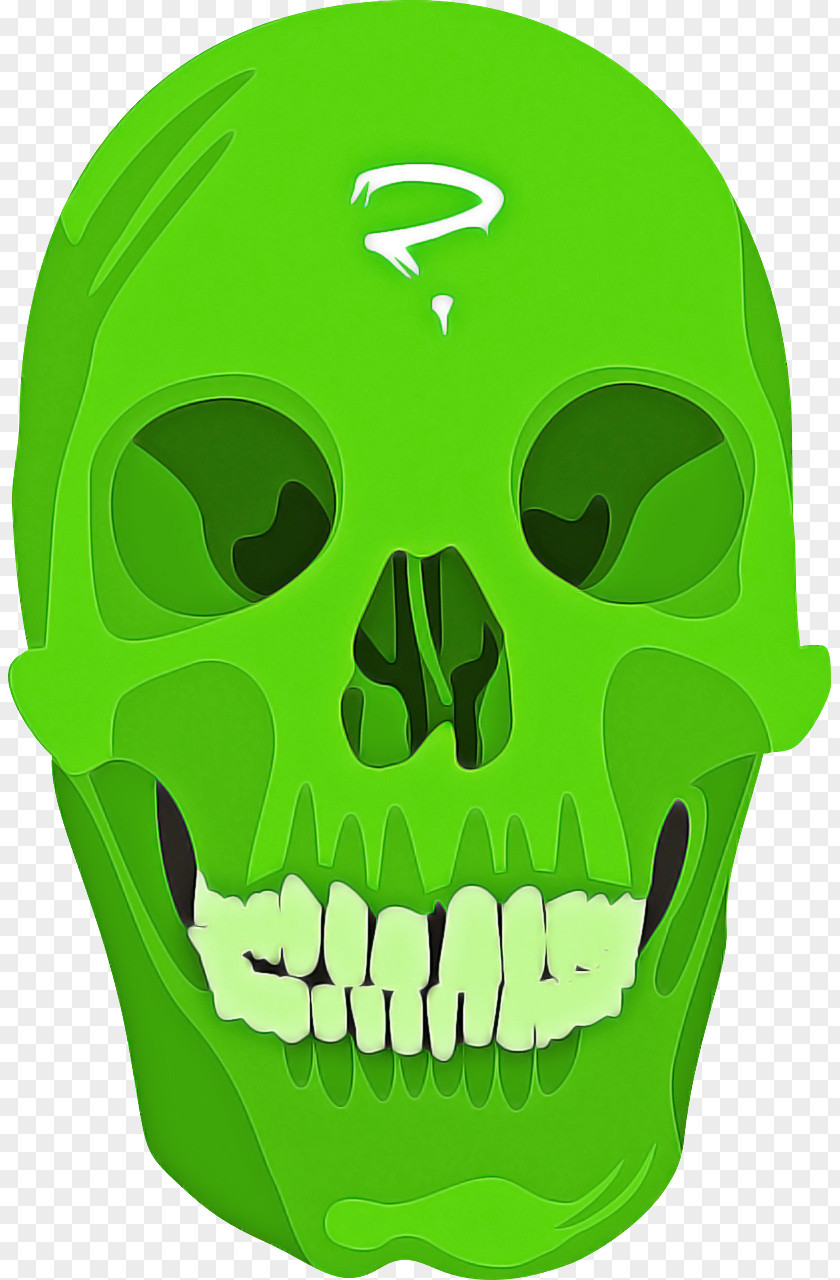 Green Bone Skull Head Jaw PNG