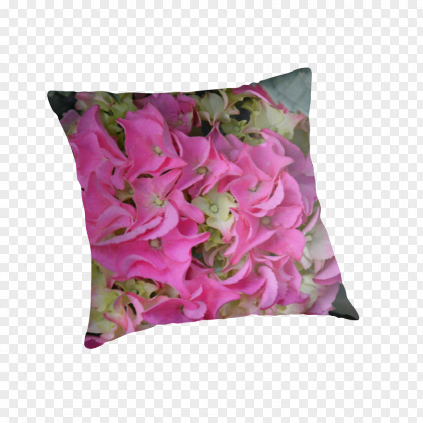 Hydrangea Throw Pillows Cushion Magenta Pink Purple PNG