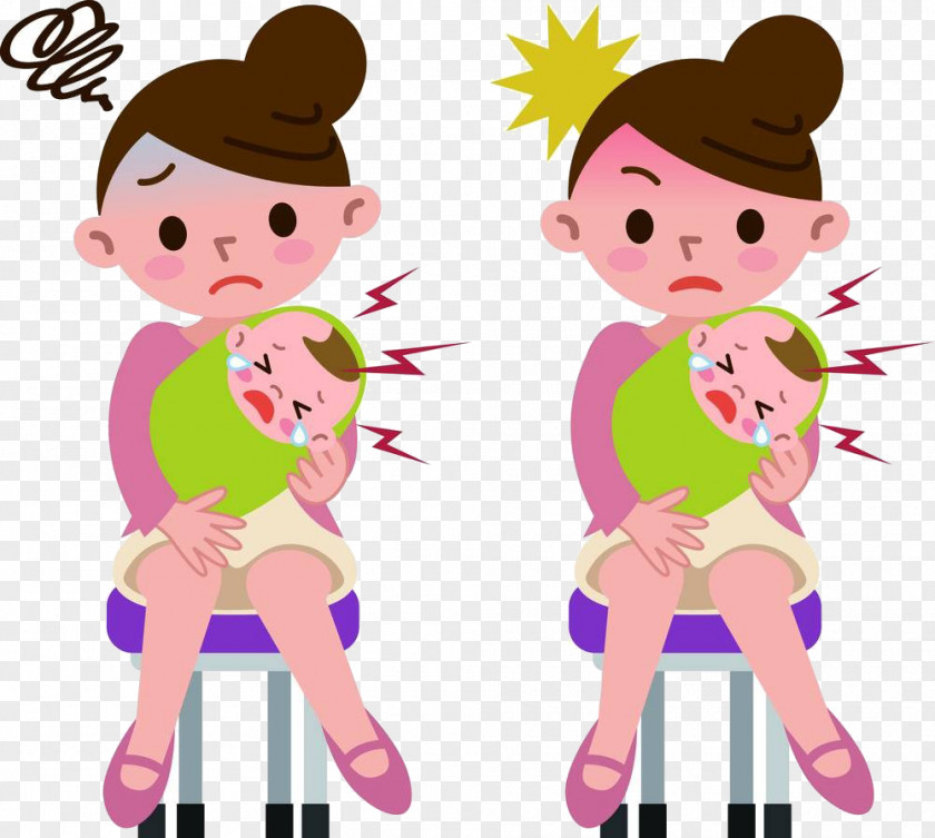 Cartoon Woman Material Baby Infant Mother Child PNG