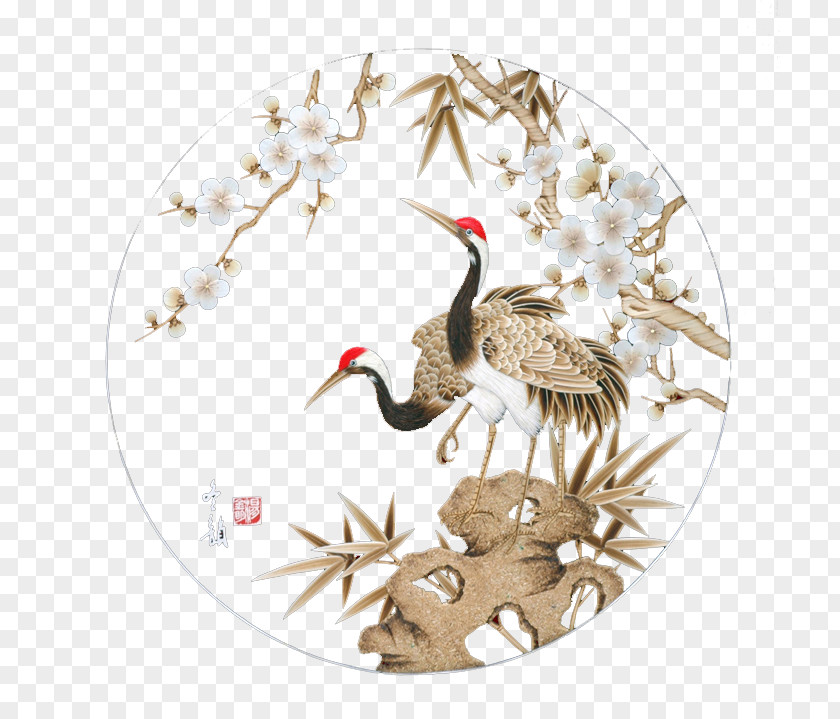 Exquisite Craft Crane Oil Painting Gongbi Painter Baidu Tieba PNG