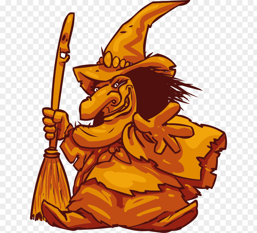 Holding The Broom's Witch Elements Boszorkxe1ny Cartoon Halloween Clip Art PNG